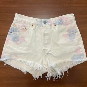 Levi’s 501 White Tie-Dye Cutoff Shorts – Size W28